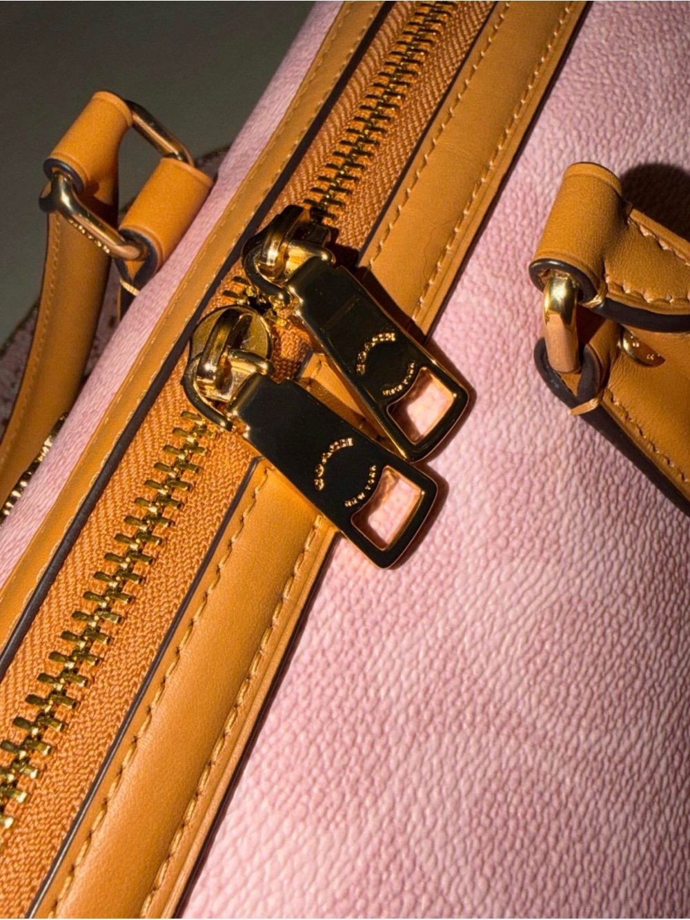 Coach Pink Signature Satchel with Floral Tag and Pearl Accents - Picture 7 of 10